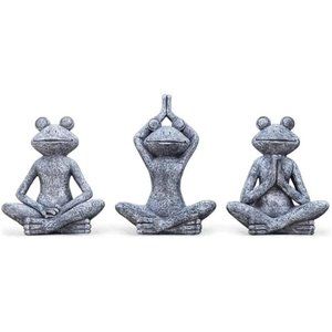 3 Pcs Meditating Frogs Statue,4.1"X5.1"X2.0" Zen Animal Yoga Frogs Figurine